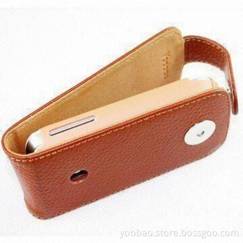 Genuine Leather Case for HTC Magic/Google G2 with Magnetic Clip Closure, Yellow Color and Flip Type